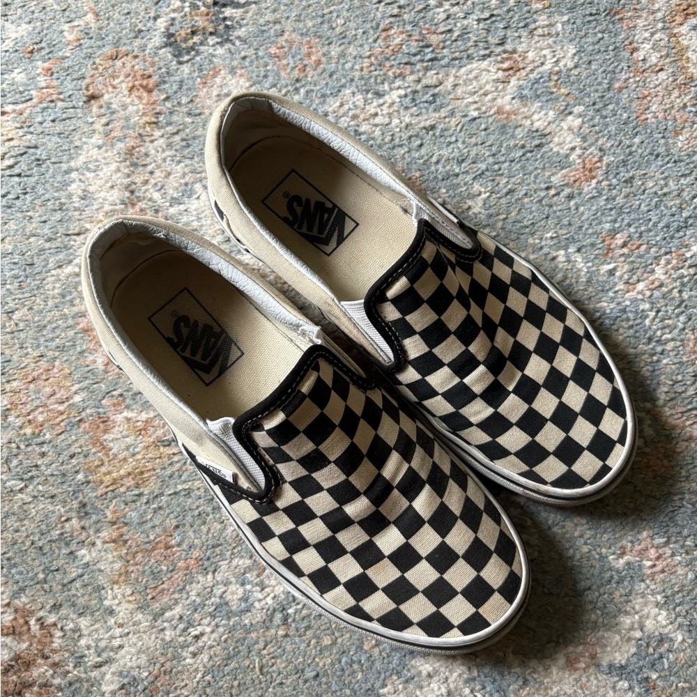 Vans Black and White Checkerboard Slip-Ons